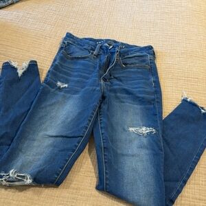 American Eagle Outfitters Distressed Indigo Boyfriend Jeans
